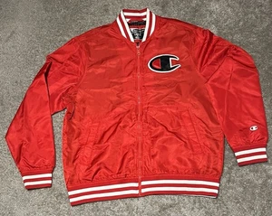 Champion Herren Jacke Größe Large rot durchgehender Reißverschluss gefüttert Champion Logo Spruch - Bild 1 von 7