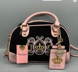 Juicy Couture Juicy Lovers Club Bowler Crossbody Handbag Black Pink NWT - Picture 1 of 1