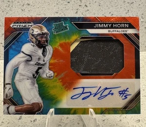 2024 Panini Prizm Draft Picks - Jimmy Horn Jr Rookie Patch Auto /25 Tie Dye RC - Bild 1 von 3