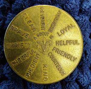 Vintage Boy Scouts of America- Scout Oath & Scout IS -Brass Challenge Coin Token - Picture 1 of 6