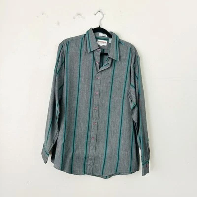 Camisa McGregor contemporánea gris y verde informal con botones para hombre talla grande Foto 1 de 4