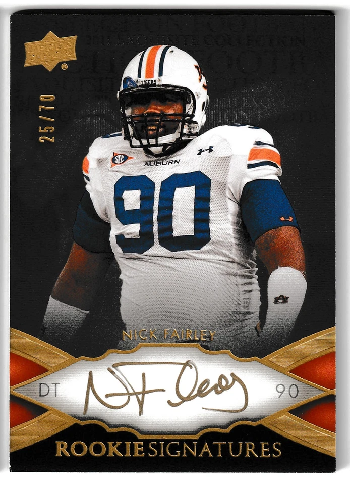 2011 Upper Deck Exquisite Auto 25/70 Nick Fairley Auburn Tigers RC #82 - Image 1 of 1