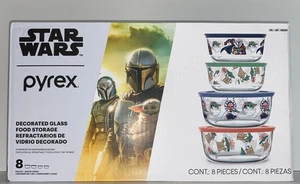 Pyrex The Mandalorian Star Wars 8-Piece Decorated Glass Food Storage Set NIB - Picture 1 of 8