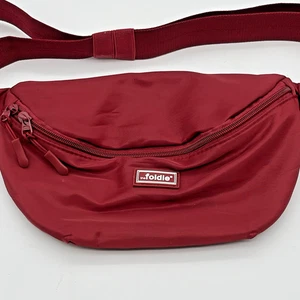 The Foldie Crossbody Bag Adjustable RFID Safe Travel Red Nylon Fanny Pack - Picture 1 of 10