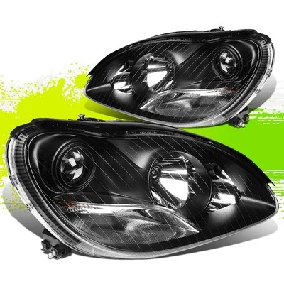 Factory Style Projector Headlight Lamps for Benz W220 S-Class 00-06 Black Pair - Image 1 of 4