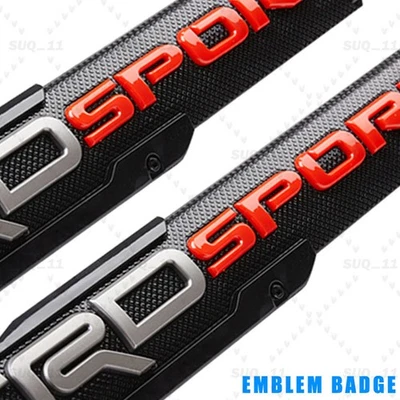 Black Red Raised Sport Badge For Tacoma Tundra Door Set Of 2 Emblem Replacement Foto 1 de 4