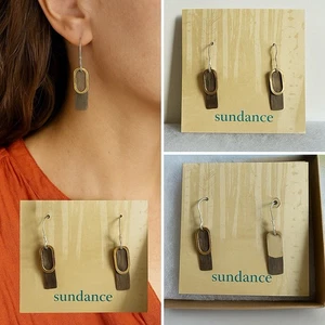 Sundance gemischte Metall Ohrhänger gehämmert Messing & Silber modern Boho - Bild 1 von 4