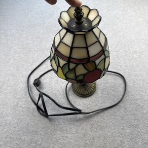 Vintage Metall Kerzenständer Miniatur Tischlampe Excelsior Buntglas 12" Antik - Bild 1 von 6