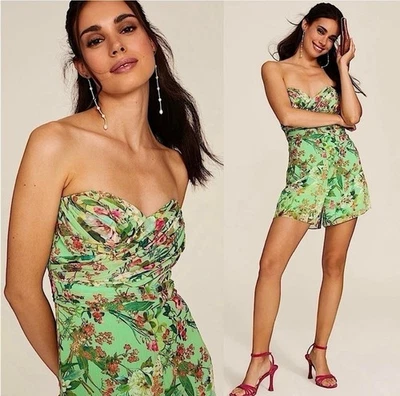 Mameluco JAYGODFREY Floral Plisado Sin Tirantes Imitación Envolvente Cintura Alta 6 Foto 1 de 4