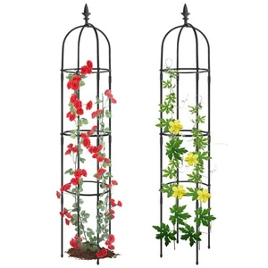 2 Pack Garden Trellis for Climbing Plants Outdoor, Rustproof Plastic Coated M... - Picture 1 of 8