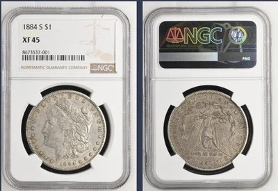Dólar de plata Morgan 1884-S $1 NGC XF45 Foto 1 de 3