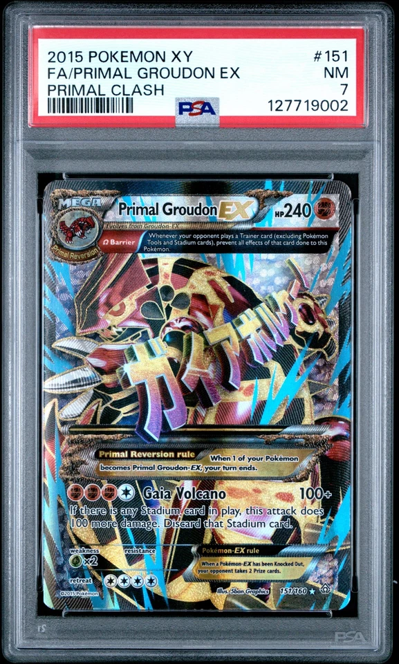 2015 Pokemon Xy Clash Primal Groudon EX #151 Fa Full Art PSA 7 Mega New Cert - Image 1 of 2