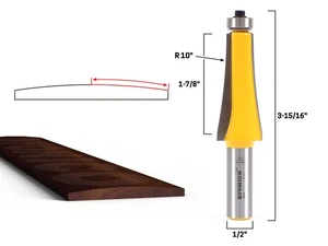 10" Radius Guitar Finger Board Radius Router Bit - 1/2" Shank - Yonico 13004 - Picture 1 of 2