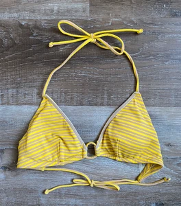 Victoria's Secret gelb & braun gestreiftes String-Bikinioberteil ~ Größe Small ~ S ~ gepolstert - Bild 1 von 4