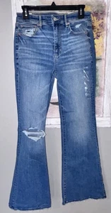American Eagle Super Hi Rise Schlagjeans Damen Gr. 6 (28) Hippie Boho Stretch - Bild 1 von 11