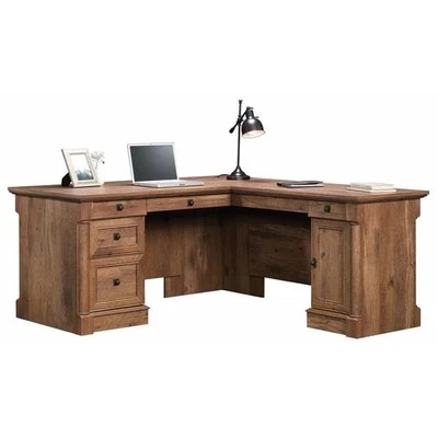 Sauder Palladia Engineered Wood L-Shaped Computer Desk in Vintage Oak - Image 1 of 4