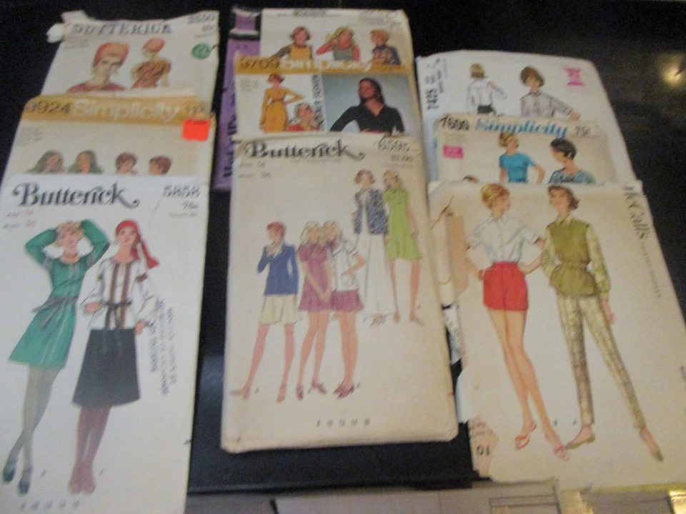 LOT of 9 VINTAGE 50-70's SEWING PATTERNS~SIZE 14 - Image 1 of 1