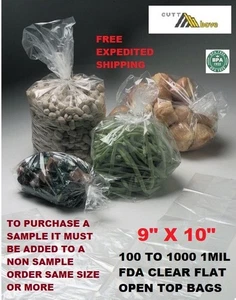 9 X 10 Plastic Packaging Lay Flat Clear Open Top End Poly Bags 1 MIL 1MIL ML - Picture 1 of 1