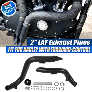2" LAF Exhaust Pipes w/ Torque Cone Fit for Harley Sportster Dyna Black Wrapped - Picture 1 of 14