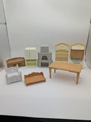 Epoch Doll House Furniture Tables Baby Crip Fire Pit Cooker Mix Lot - Image 1 of 4