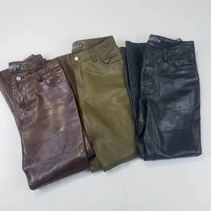 3 Stück GAP Leder Boot Cut Hose Damen 28 x 29 gefüttert 5 Pocket Jeans Style Biker - Bild 1 von 21