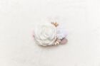 Wedding flower girl hair clip, baby toddler floral white beige hair accessory