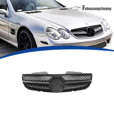 1X Black Front Bumper Grille Grill For Mer-cedes Benz R230 SL500 SL600 2003-2006 - Image 1 of 4