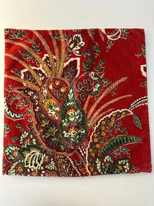 POTTERY BARN red cotton velvet Adela Paisley pillow cover 18" - Picture 1 of 3