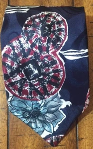 HALSTON Tie Italian Silk Geometric Floral Medallion Black/Green/Red Mens Necktie - Picture 1 of 6