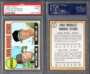 PSA 9 1968 Topps #409 Rookie Stars Frank Peters Ron Stone RC Orioles G00 2890