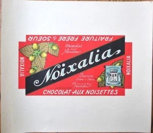 Schokoladenetikett 1920 Art Deco Französische Haselnuss Pralinenriegel Verpackung, Farblitho - Bild 1 von 1