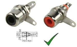 2pz Connettore presa RCA da pannello nero e rosso - Foto 1 di 1