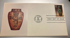 Puerto Rico First Day Cover October 12, 1989 America Púas Carved Figure 25 Cents - Picture 1 of 4