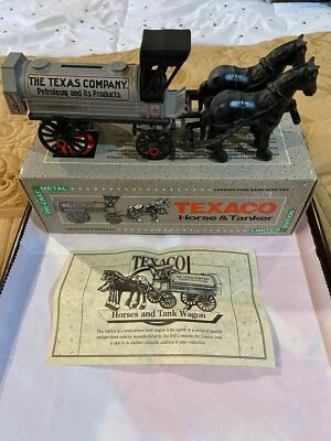 Ertl Texaco Oil Gas Horse Tanker Locking Coin Piggy Bank Die-Cast Metal - Image 1 of 4