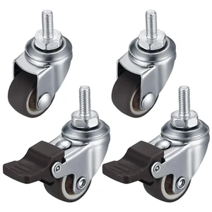 Lenkrollen Für Möbel 4 Stk 25Mm M6 Rollen Mit Bremse 360° Drehbar Gummirollen - Bild 1 von 8