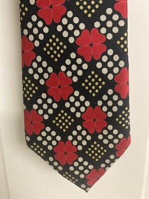 Corbata de seda Pierre Cardin corbata de cuero inglesa vintage marrón rojo flores Foto 1 de 4