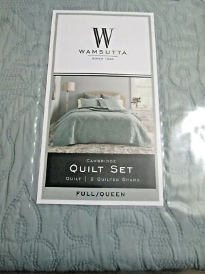 New $130 Wamsutta Cambridge 3-Piece Full/Queen Quilt Set in Dusty Blue