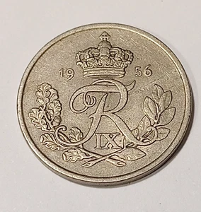 * Denmark * 25  öre  * 1956  *Copper-Nickel *  Cond.  1+ * - Picture 1 of 2