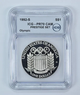 1992-S Olympic Baseball Commemorative Silver Dollar Prestige Set PR70 CAM ICG - Image 1 of 4