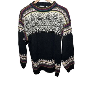 Laureen E. Ong Pullover Vintage schwarz bunt Azteken Boho Southwestern Tunika Ramie L - Bild 1 von 6