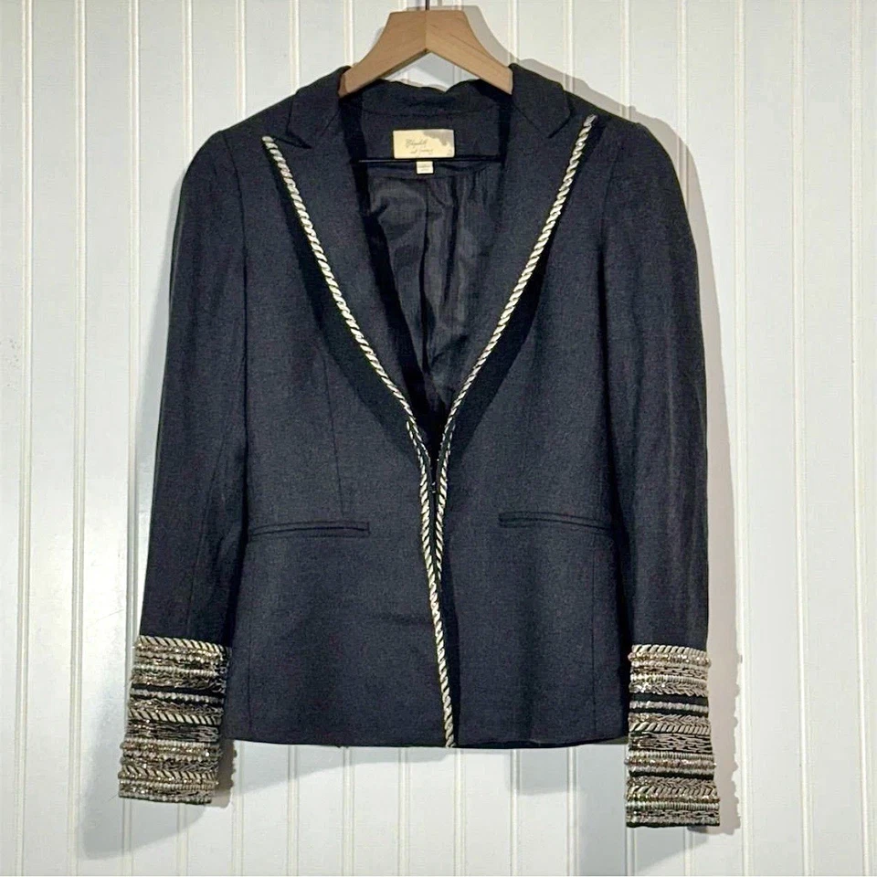 Chaqueta Blazer de Lana Elizabeth and James Talla 2 Borde de Cadena Militar Oscura Academia Foto 1 de 4