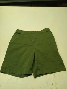 L.L. Bean Olive Green Classic Fit Flat Front Chino Shorts Cotton Women's 14 - Picture 1 of 4