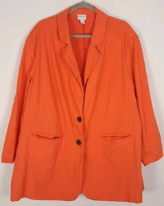 Ava & Viv Blazer Jacket Plus Size 2X Coral Cotton Blend Office Career Classic - Picture 1 of 12