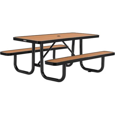 Mesa de picnic Global Industrial 6' de plástico reciclado con marco de acero tostado Foto 1 de 4