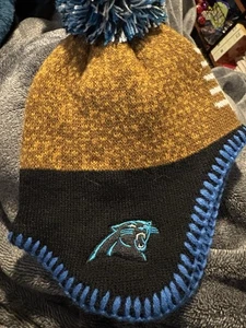 NEW CAROLINA PANTHERS NFL STATIC Infant KNIT POM BEANIE CAP HAT Gray Black Blue - Picture 1 of 1
