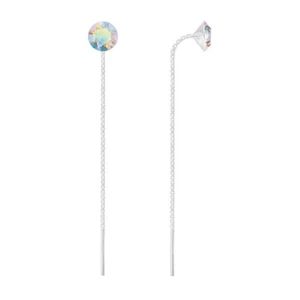Boucles d'Oreilles Chaîne Argent 925 Xirius 6mm Cristal Autrichien - Crystal AB - Picture 1 of 1