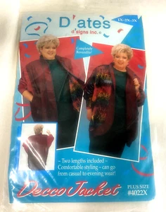 D'ates D'signs Inc Übergröße 1X- 3X Decco Jacke Muster Vintage 1990er Neu - Bild 1 von 4