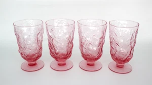 Set of 4 Vintage Driftwood Dark Pink by Seneca Water Goblet Glasses - Picture 1 of 2