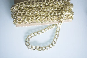 145 cm METALLKETTE GLIEDERKETTE 1 cm Breite GOLD FARBE  BASTELKETTE - Bild 1 von 2