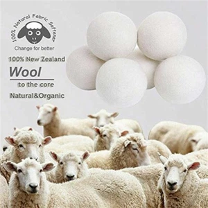 6pz Palline Asciuga Lana Tessuto Biologico Pecora Naturale Riutilizzabile-ammorbidente Lavanderia Nuove - Foto 1 di 16